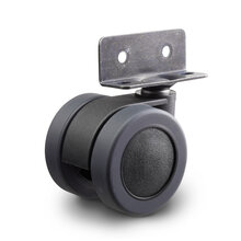 Meubelwiel 42 mm dubbel soft hoekplaat