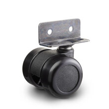 Meubelwiel 32 mm dubbelrol hard hoek bevestiging