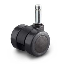 Meubelwiel 32 mm dubbelrol soft stift 9 mm ring