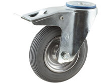 zwenkwiel met rem en luchtband 200 mm boutgatbevestiging