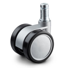 Meubelwiel 42 mm dubbel soft stift 11 mm zilver