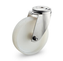 Zwenkwiel rvs boutgat nylon 100 mm