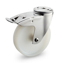Zwenkwiel rvs nylon boutgat 125 mm met rem