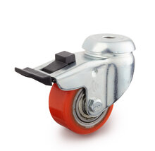Transport zwenkwiel 50 mm met boutgat met rem