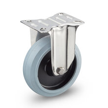 Bokwiel RVS 100 mm grijs rubber plaat rollager