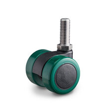 Recycl meubelwiel 36 mm groen dubbelrol bout M10x25 mm soft