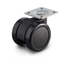 Meubelwiel dubbel zwart hard 60 mm plaat