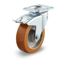 Zwenkwiel met rem polyurethaan 95 shore 125 mm