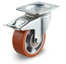 Zwenkwiel met rem polyurethaan 95 shore 160 mm zwaarlast
