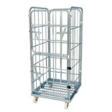 Rolcontainer metalen bodem 3 heks 166 cm hoog galvanisch verzinkt met 2 delige half neerklapbare deur