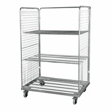 Rolcontainer metalen bodem 2 heks 182 cm hoog galvanisch verzinkt met maas plus open rugwand