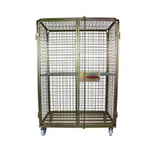 Rolcontainer metalen bodem 3 heks 185 cm hoog goud galvanisch verzinkt met maas + dak + 2 deuren