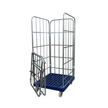 Rolcontainer kunststof bodem 3 heks 166 cm hoog blauw verzinkt met 2 delige half neerklapbare deur