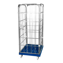 Rolcontainer kunststof bodem 3 heks 166 cm hoog blauw verzinkt met 1 deur