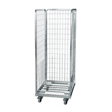 Rolcontainer metalen bodem 3 heks 165 cm hoog galvanisch verzinkt met maas