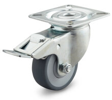 Zwenkwiel 50 mm tpr band plaatbevestiging kogellager met rem