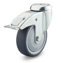 Zwenkwiel 125 mm tpr band boutgat kogellager met rem