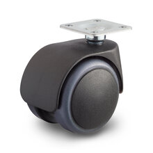 Meubelwiel zelfremmend onbelast geremd 50 mm soft kap plaatbevestiging