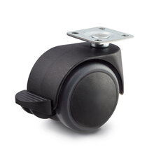 Meubelwiel met rem 50 mm soft kap plaatbevestiging