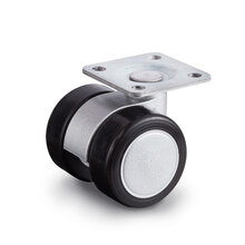 Meubelwiel 36 mm mat zilver grijs soft kleine plaat