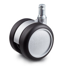 Meubelwiel 60 mm mat zilver soft-rol stift 11 mm x 20 mm