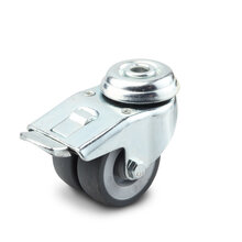 Apparatenwielen 50 mm met rem dubbel wiel boutgat