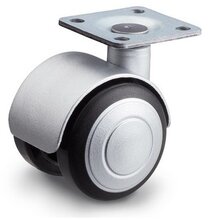 Meubelwiel 40 mm soft kap plaat 28 x 28 mm mat zilver design