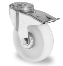 Nylon zwenkwiel boutgat 160 mm met rem