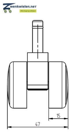 Meubelwiel 36 mm dubbelrol soft stift 8 mm ring