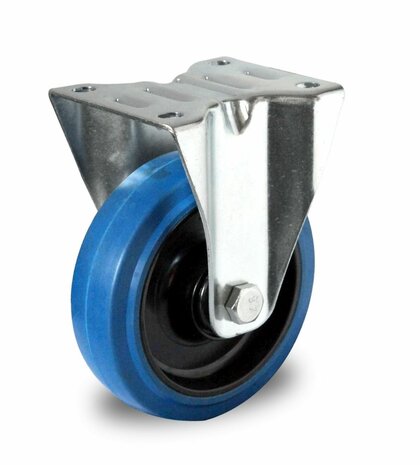 Bokwiel 125 mm blauw plaat rollager
