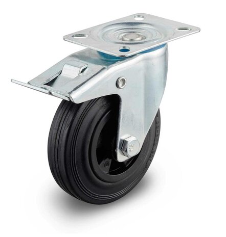 100 mm Zwenkwiel met rem 