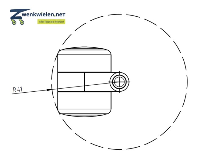 Meubelwiel 32 mm dubbelrol soft stift 8 mm ring