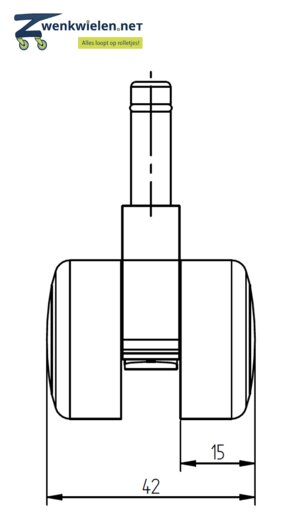 Meubelwiel 32 mm dubbelrol soft stift 8 mm ring