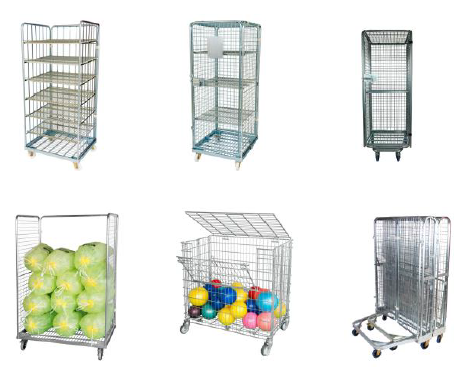 Rolcontainer bodem 3 heks hoog blauw verzinkt met 1 deur
