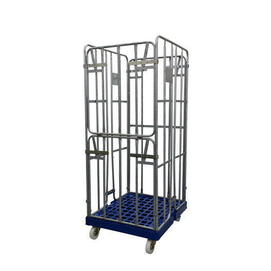 Rolcontainer kunststof bodem 3 heks 170 cm hoog thermisch verzinkt met 2 delige half neerklapbare deur