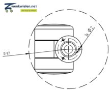 Meubelwiel 36 mm dubbelrol soft 8 mm stift &amp; inbouw plug