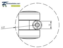 Meubelwiel 36 mm dubbelrol soft bout M8x15 mm