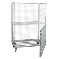 Rolcontainer metalen bodem 3 heks 182 cm hoog galvanisch verzinkt met maas + 2 delige half neerklapbare deur