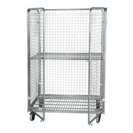 Rolcontainer metalen bodem 3 heks 182 cm hoog galvanisch verzinkt met maas + 2 deuren
