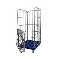 Rolcontainer kunststof bodem 3 heks 166 cm hoog blauw verzinkt met 2 delige half neerklapbare deur