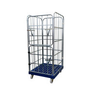 Rolcontainer kunststof bodem 3 heks 185 cm hoog blauw verzinkt met 2 delige deur