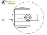 Meubelwiel 36 mm dubbelrol soft bout M10x15 mm
