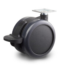 Meubelwiel 60 mm soft-rol plaat met rem Meubelwiel 60 mm soft-rol plaat met rem